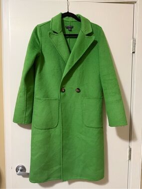 En Thread S/M oversized wool blend EUC  Bright Green Double-Breasted Pea Coat
